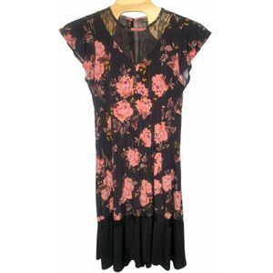 Torrid Women's Dress Pink Black Floral midi lace‎ wimsygoth empire waist Size 2X